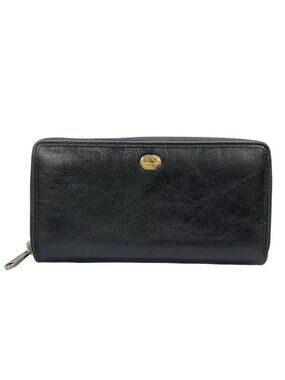 Gucci Wallet Interlocking Black Zip Around Leather